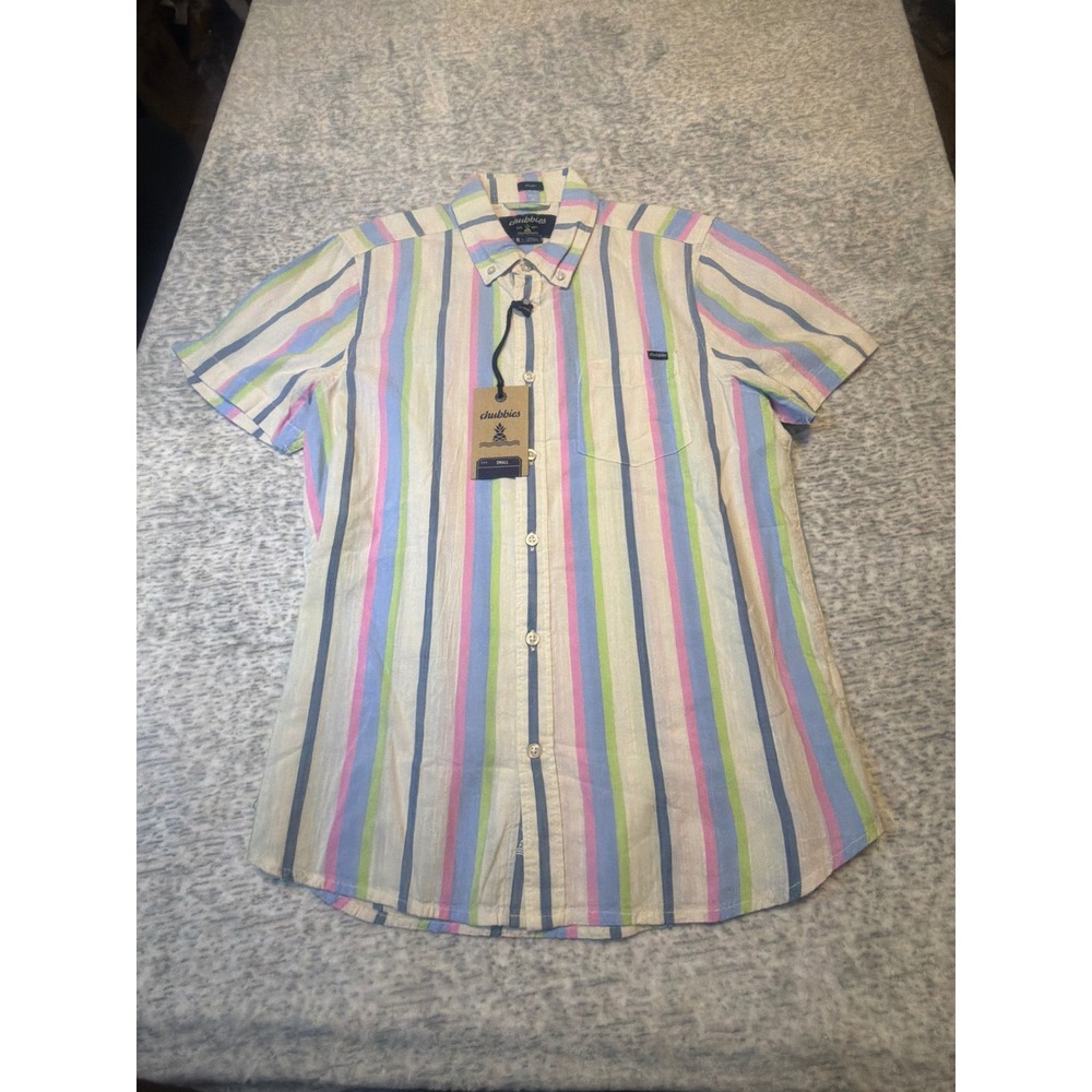 Chubbies Men's Small‎ Striped Short Sleeve Button Down Shirt Resort NWT